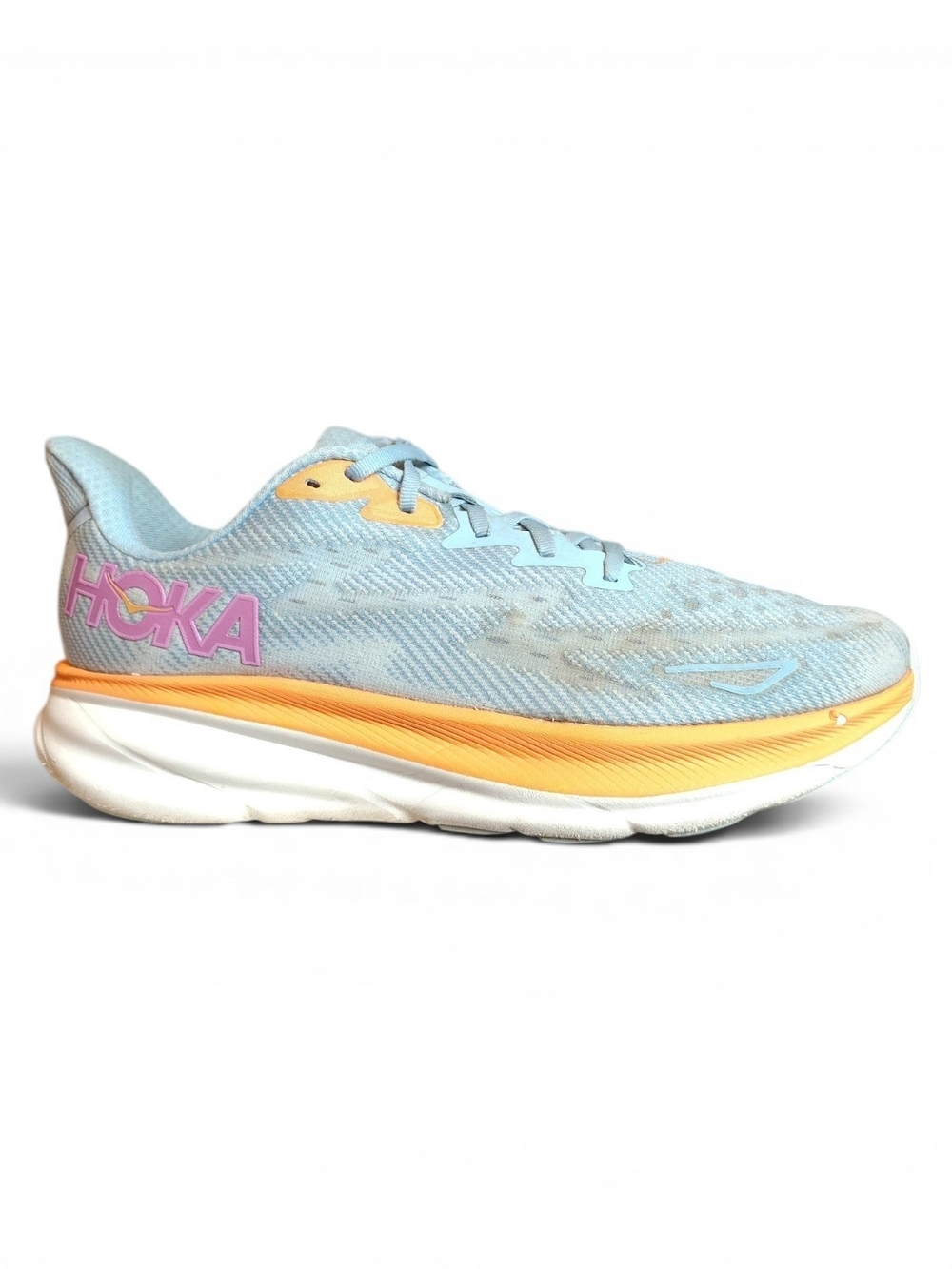 Hoka One One Clifton 9 Women’s Size 11B Running Sneakers Airy Blue/Orange - Picture 3 of 10